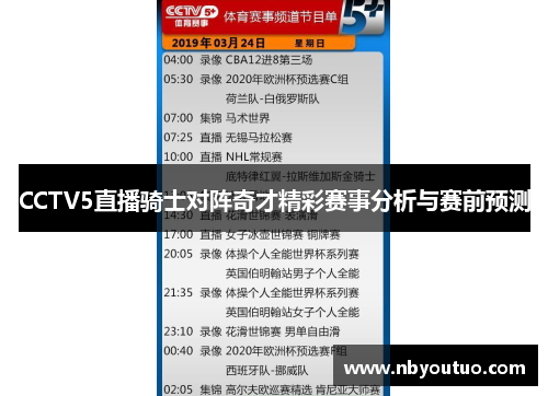 CCTV5直播骑士对阵奇才精彩赛事分析与赛前预测